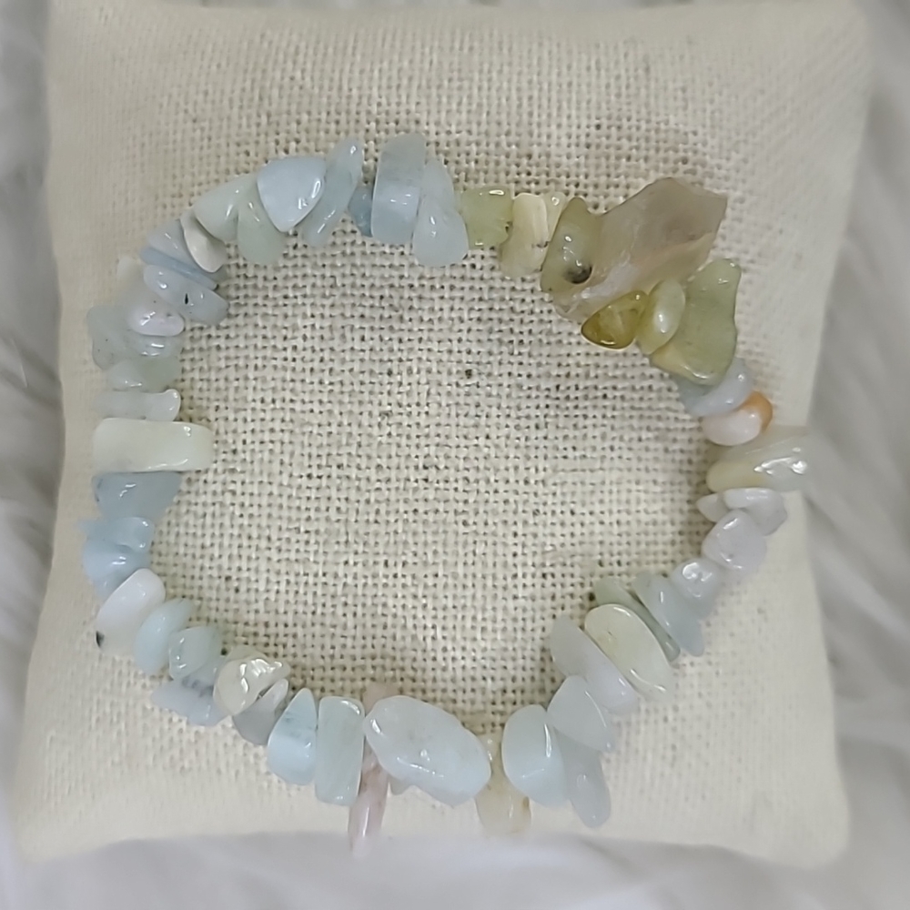 Stretch Bracelet Morganite Aura Crystal Handmade Jewelry Bohemian Eclectic Gift